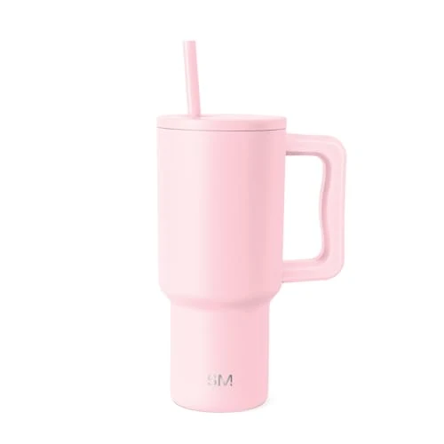 Offre limitée : Simple Modern Mug Isotherme avec Poignée et Paille | Gourde Isotherme en Acier Inoxydable | Vaso de viaje para café helado | Trek | 890ml | Blush de 31.99 € à 26.40 € (17% de remise)