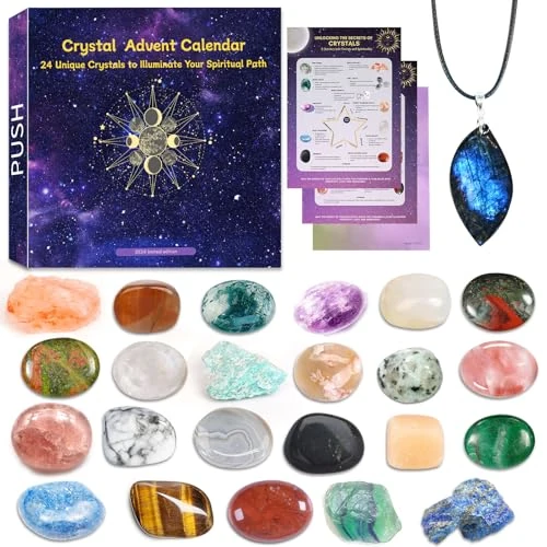 Limited offer: ANOTION Christmas Gifts For Her, Crystals Gifts Beauty Healing Rocks 24 Gemstones Natural Beauty Stones Kit Healing Journey for Teen Girls Unique Holiday Gift for Women Advent Calendar from 28.99 EUR to 23.19 EUR (save 20%)