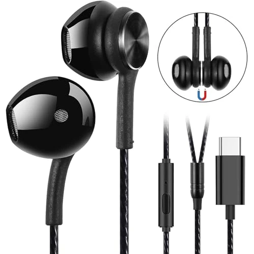 Offerta a tempo: GUUVOR Cuffie USB C, Auricolari Sportivi Magnetici, Cuffie In-Ear Tipo C con Microfono, Isolamento Acustico, per iPhone 15 Pro Max, iPad Pro, Huawei, Samsung, Xiaomi con Interfaccia Type C - Nero - 35% da 19.99 € a 12.98 €