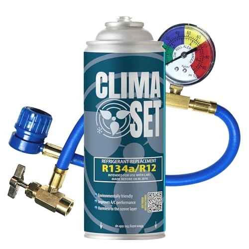 Offre limitée : ClimaSet Remplacement du gaz refrigerant R134a 1x170 g pour Climatisation manometre clim, Climatiseur - flexible climatisation - Recharge climatisation voiture - Gaz R134a - cartouche gaz - ECO de 34.21 EUR à 19.50 EUR (remise 43%)