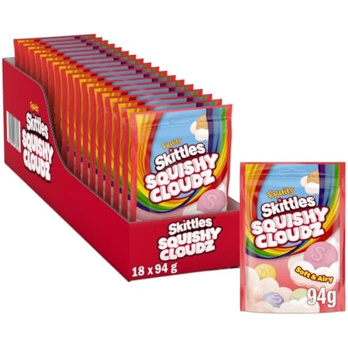 Skittles Squishy Cloudz Fruit Sweets Bag 94g (1x18 Bags)