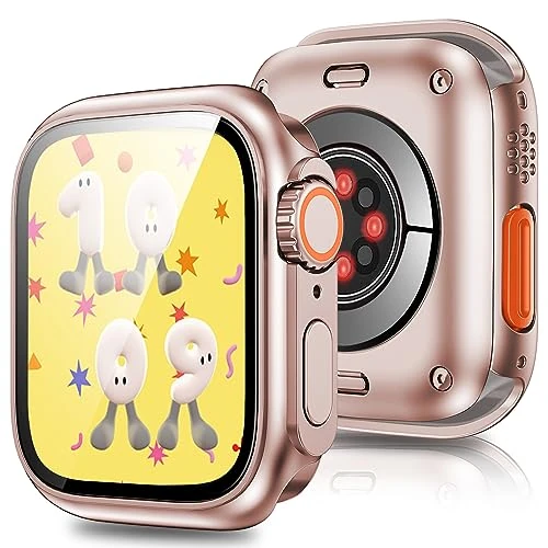 2Buyshop Funda 3 en 1 para Apple Watch Series 9 8 7 45 mm Case con cristal templado protector de pantalla + cubierta trasera parece iWatch Ultra protección antigolpes para Apple Watch 9 8 7 Cover 45