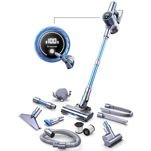 Limitiertes Angebot: Greenote GSC60 Akku Staubsauger 33000Pa, Kabelloser Beutelloser Staubsauger mit Touchscreen, Bis zu 40 Min Laufzeit, 10 in 1 Ultraleiser Akkusauger Kabellos für Hartböden Teppich Tierhaare von 203.73 EUR auf 203.73 EUR (Spare 0%)