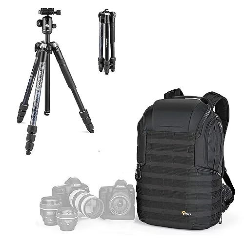 Lowepro Element MII Camera Treppiedi da Viaggio, Alluminio,Testa a Sfera per Camere Compatte, CSC, DSLR e Lowepro ProTatic 450AW II per Camere Professionali, Droni, Creatori di Contenuti e Vlogging
