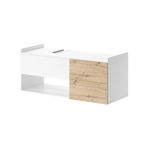 Vicco Mueble bajo Lavabo Alf, Blanco/Roble, 105 x 45 cm con 2 cajones