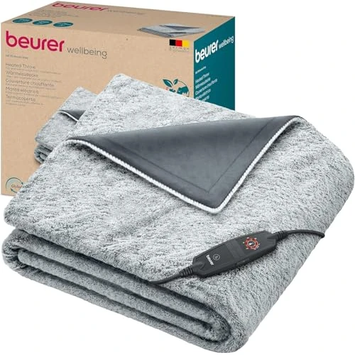Offerta a tempo: Beurer Termocoperta Beurer HD 75 Nordic Grey Green Planet coperta termica traspirante in grigio di tendenza in materiale riciclato, 6 livelli di temperatura di cui 2 ECO e spegnimento automatico - 45% da 99.99 € a 54.99 €