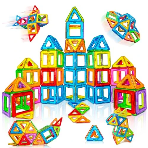 MXBLOCKY Magnetic Tiles Building Blocks Kids Toys for Boys Girls Toddler Age 3 4 5 6 7 8 Year Old Preschool STEM Learning Sensory Montessori Games Construction Building Magnet Toys Christmas -34PCS