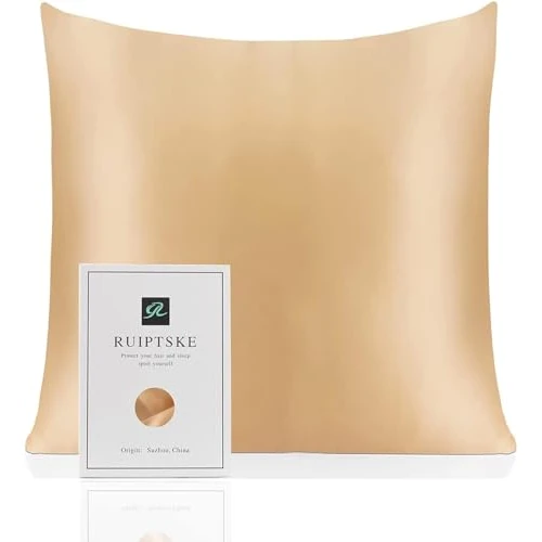 Offerta a tempo: Federa per cuscino al 100% in seta da 22 momme, certificata Oeko-TEX®, benefica per i capelli e per la pelle, anti età e antiacaro, 40 x 40 cm (champagne) - 5% da 22.52 € a 21.39 €