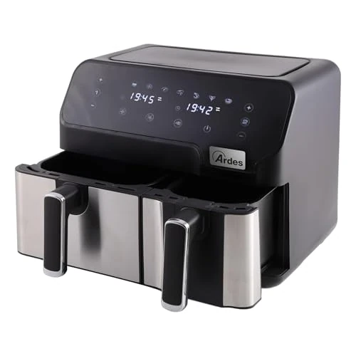 Offerta a tempo: ARDES - ARFRYA03D Friggitrice Ad Aria ELDORADA DUAL - Friggitrice Aria Con Doppio Cestello Capacità 9 Litri - Friggitrice con Display Digitale Touch Plurifunzionale - 44% da 159.90 € a 89.96 €