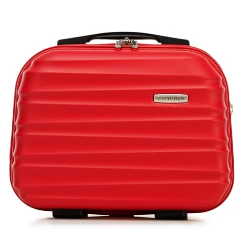 WITTCHEN Necessaire da viaggio Custodia per cosmetici Valigia da viaggio Bagaglio a mano Valigia cabina Valigia ABS Borsa da toilette Rigido Groove Line rosso Ryanair/ITA Airways/easyJet