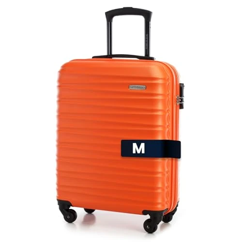 WITTCHEN Valigia da Cabina Trolley Bagaglio a Mano a rotelle piccola Trolley guscio duro ABS 4 ruote spinner Serratura a combinazione Maniglia telescopica Groove Line arancione Ryanair/ITA Airways
