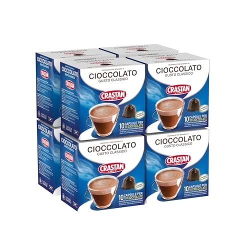 CRASTAN 1870, 80 Capsules, 8 Boxes of 10 Chocolate Flavoured Capsules, Dolce Gusto Compatible with Wrap-Around Fragrance, Gluten Free Beverage, 100% Made in Italy