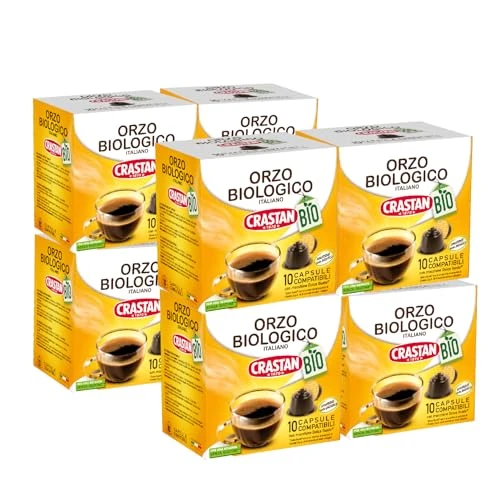 CRASTAN 1870, 80 Capsules, 8 Boxes of 10 Organic Barley Drink Capsules, Dolce Gusto Compatible Capsules, Gluten Free Drink, Caffeine and Sugar Free, 100% Made in Italy