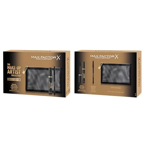 Offerta a tempo: Max Factor Cofanetto Regalo The Make-Up Artist Collection, Pochette in Rete Nera con Mascara 2000 Calorie Volumizzante Black e Matita Occhi Nera Kajal Kohl 20 Black - 23% da 22.22 € a 17.00 €