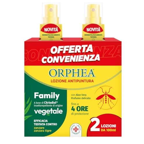 Offerta a tempo: Orphea Protezione Persona - Lozione Antipuntura - Formato Bipack per una protezione duratura – Formulazione insetto repellente di origine vegetale – Durata fino a 4h - 44% da 15.99 € a 8.98 €