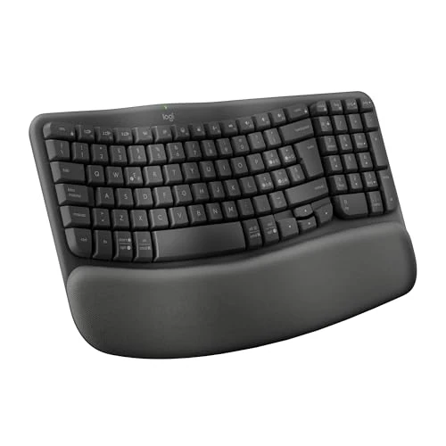 Offerta a tempo: Logitech Wave Keys tastiera wireless ergonomica con supporto per i polsi imbottito, digitazione comoda, Easy-Switch, Bluetooth, Logi Bolt,compatibile con più sistemi operativi, Windows/Mac - Grafite - 45% da 84.99 € a 46.89 €
