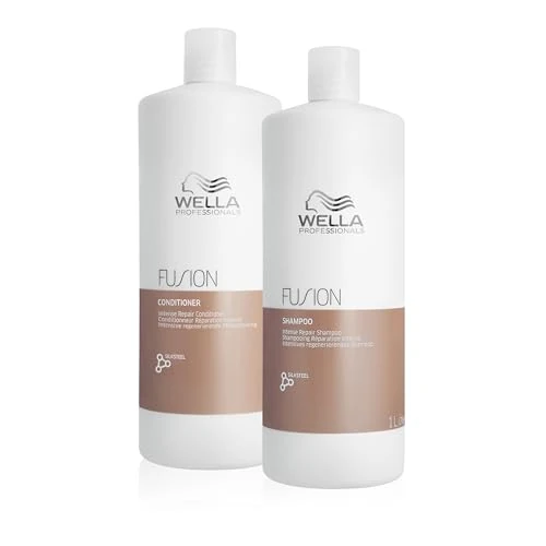 Offerta a tempo: Wella Professionals Fusion Shampoo professionale capelli danneggiati 1L, Conditioner ristrutturante capelli 1L - 77% da 55.46 € a 12.90 €