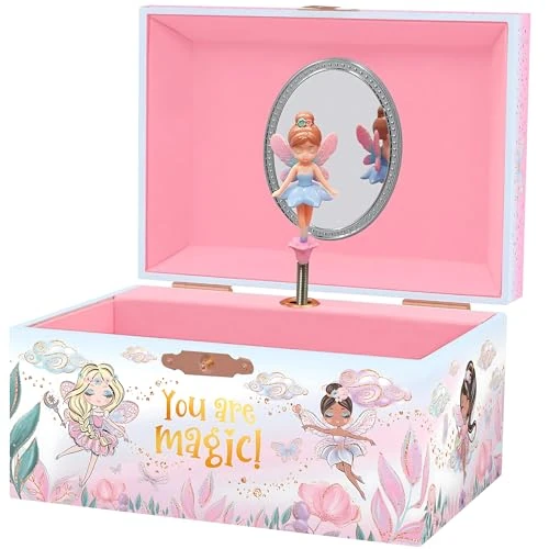Oferta limitada: Joyero Musical de Hada para Niñas - Caja de Música para Niños con Hada Giratoria y Espejo, Regalo de Cumpleaños para Niñas, Joyero Infantil para Edades 3-10 - 15,2 x 11,8 x 8,9 cm de 16.99 EUR a 9.99 EUR (ahorro 41%)