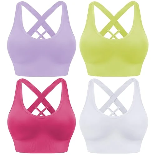 Limited-time offer: High Support Sports Bras for Women, Padded Criss Cross Seamless 3-5Pack from $46.99 to $27.99 (save 40.43%)