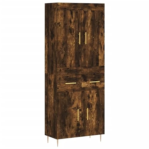 vidaXL Aparador Alto Madera contrachapada Roble Ahumado 69,5x34x180 cm