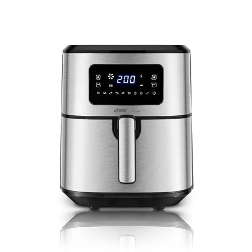 Ufesa Falcon, Hot Air Fryer, 6.5L, Stainless Steel, Air Pulse Technology, 8 Programs, 1700 W, Digital, Timer, Temperature 80ºC - 200ºC, BPA and PFOA Free, Non-Stick Tray and Bowl