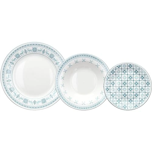 Tognana Polar 18-Piece Dinner Set for 6, Porcelain, Light Blue