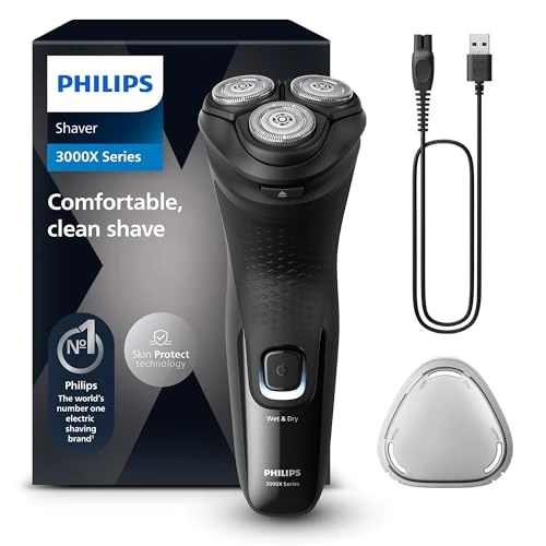 Philips Electric Shaver Series 3000x golarka elektryczna na mokro i sucho, kolor czarny, z technologią SkinProtect, maszynka do golenia dla mężczyzn (model X3001/00)
