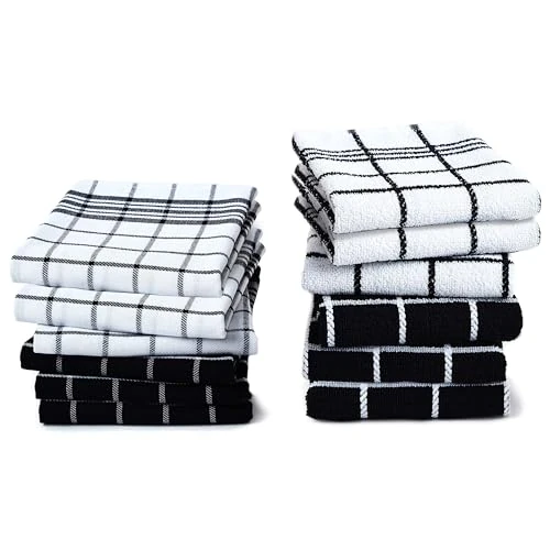 Begrenztes Angebot: Encasa XO Küchenhandtücher und Geschirrtücher-Sets | Schwarze Kombination Hochsaugfähige Baumwoll-Frotteehandtücher | Vielseitig einsetzbar zum Geschirrspülen und Reinigen 12er-Satz von 24.31 EUR auf 24.31 EUR (Rabatt 0%)