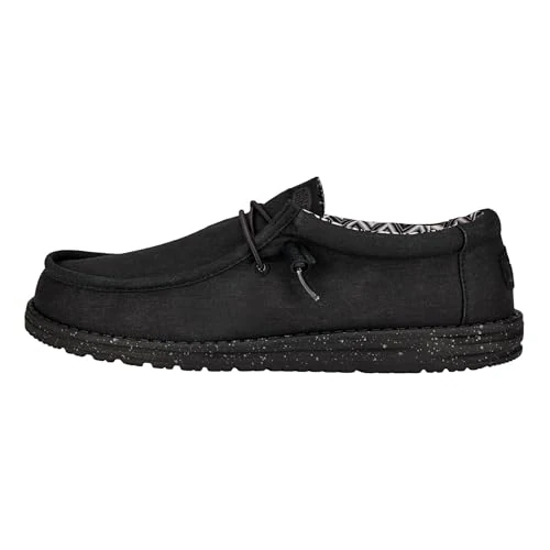 HEYDUDE Wally Canvas Herren - Slip on Schuhe - Mokassin Stil, Black/Black, 44