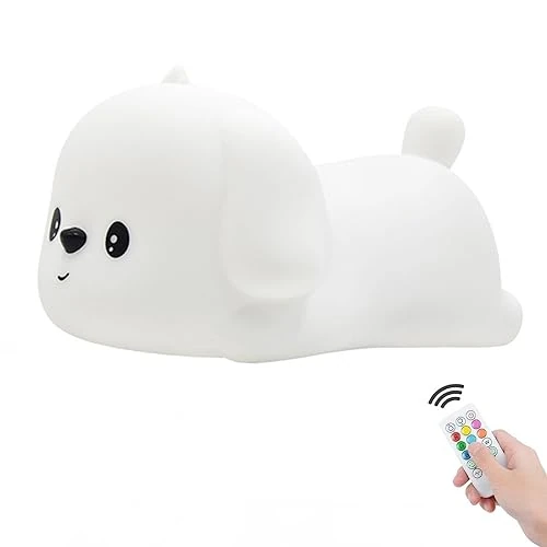 xinjinhju Kids Night Light LED Bedroom Lamp Decorative 9 Colors Changing for Kids Room Lights Battery Powered Gift for Girls Boys - PaPa Puppy