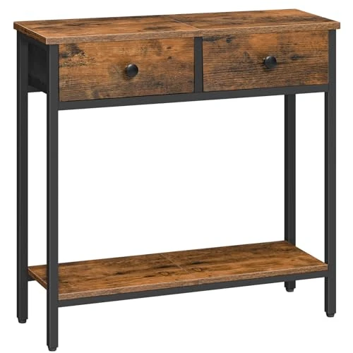 Limited-time offer: HOOBRO Slim Console Table, Narrow Console Table with 2 Non-woven Drawers, Hallway Table with Storage, Small Side Table for Small Spaces, Living Room, Industrial, Rustic Brown and Black EBF71XG01 from 59.99 GBP to 59.99 GBP (save 0%)