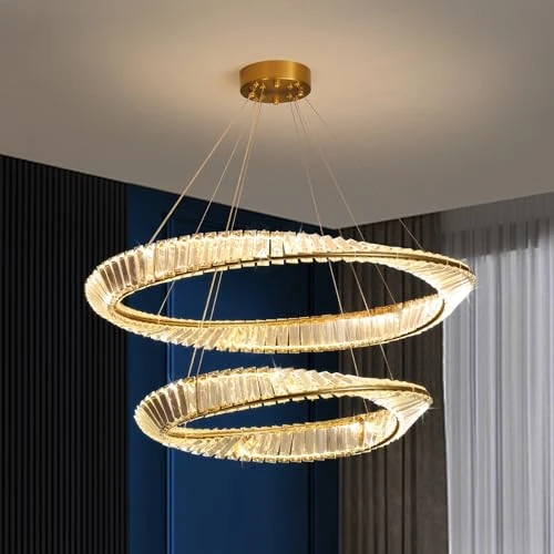 Limited-time offer: minifair Led Crystal Chandelier,Double Round Chandeliers Ceiling Light for Home Decor,Modern Dimmable Pendant Light for Living Room Dining Room Kitchen Bedroom D60+80Cm/ 23.6+31.5 in from 439.99 GBP to 439.99 GBP (save 0%)