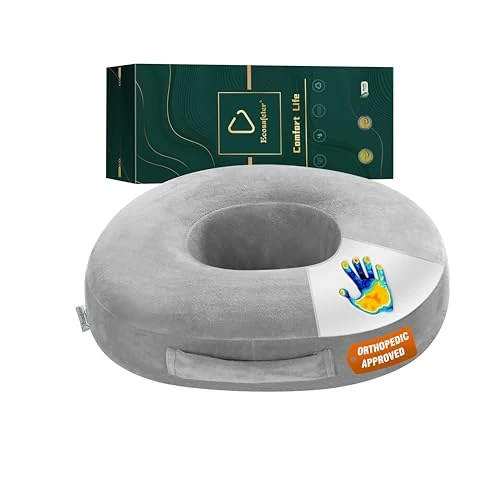 Ecosafeter Donut Hemorroides Cojín de Asiento para Silla de Oficina Sencillo y Práctico, Almohada Ergonómica para Coxis, para Embarazo, Postnatal, Ciática, Coxis