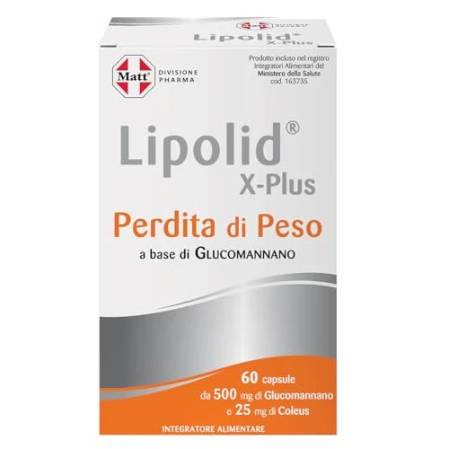 Offerta a tempo: Matt, Lipolid X-Plus, Integratore Alimentare a Base di Glucomannano con Coleus, Ideale per una Dieta Ipocalorica, Aumenta il Senso di Sazietà, Senza Glutine, Confezione da 60 Compresse - 28% da 10.90 € a 7.84 €