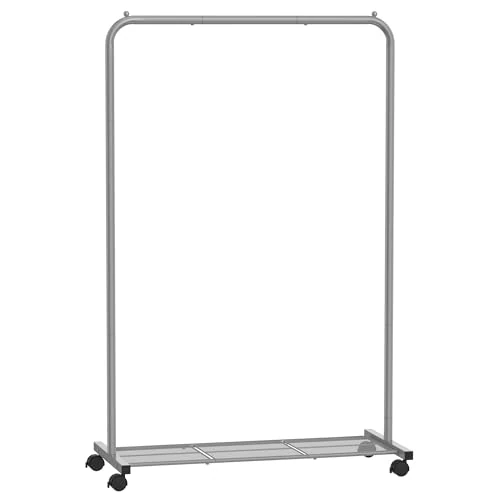 Offre limitée : SONGMICS HSR025G01 Portant à vêtements sur roulettes en métal pour chambre à coucher, 91 cm de long, avec étagère de rangement, 2 roues verrouillables, rail supérieur pouvant supporter jusqu'à 40 kg de 29.99 € à 29.99 € (0.00% de remise)
