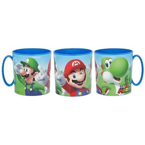 CARTOON Tazza in plastica riutilizzabile Super Mario adatta al microonde BPA Free capacità 350 ml tazza per bambini