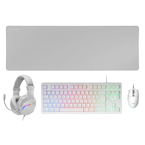 Tijdelijke aanbieding: Mars Gaming MCP-RGB3, Spaans Taal, Pack RGB Keyboard Fixed, Mouse Flow 3200 DPI, Headset Over-Ear, XXL Mousepad, Wit van 34.50 € naar 29.33 € (15% korting)