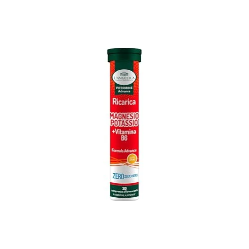 Offerta a tempo: L'Angelica Vitamine e Sali Minerali, Magnesio e Potassio + Vitamina B6, Ricarica, Gusto Limone, Zero Zuccheri, 1 Confezione da 20 Compresse - 0.00% da 3.90 € a 3.90 €