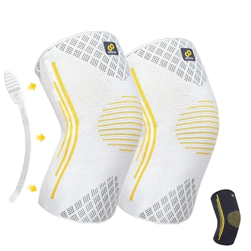 Offerta a tempo: Bracoo KE92 Ginocchiera per uomo e donna con effetto compressione e stabilizzatori laterali, ideale per corsa, pallacanestro, fitness, sport e uso quotidiano (2, Grigio, XL) - 0.00% da 16.99 € a 16.99 €