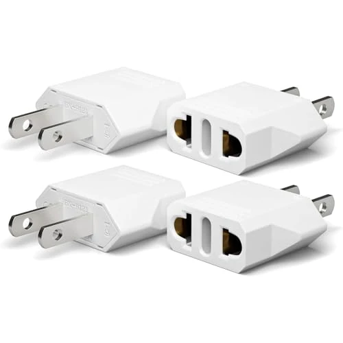 Offerta a tempo: Oliveria 4 Adattatori da Viaggio EU to US, Adattatore USA Germania/Europa per America/Canada/Messico, Spina per Dispositivi con Bianco USA - 40% da 9.99 € a 5.99 €