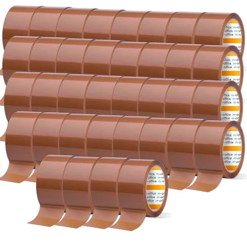 m-office Ruban adhésif marron d'emballage, Rouleau de ruban adhésif pour emballage de boîtes, Expédition, déménagement et artisanat, Sceau sûr et résistant (36 unités, 48 mm x 30 m)