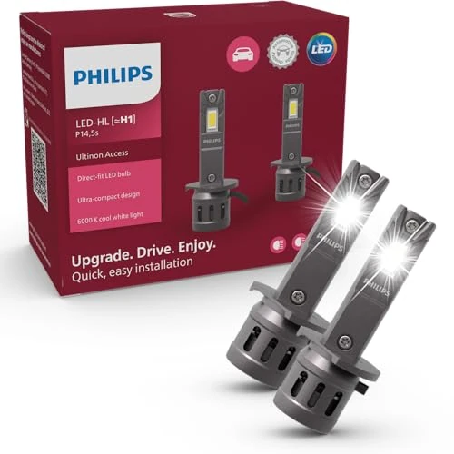 Limited-time offer: Philips Ultinon Access LED car headlight bulb (H1), ultra-compact direct-fit, 80%, 6.000K, set of 2 from 49.93 GBP to 49.93 GBP (save 0%)
