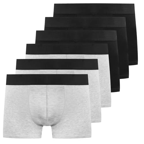 Oferta limitada: YouShow Calzoncillos Hombre Algodón Pack de 6 Boxer para Hombre Ropa Interior Ajustados y Transpirables, Suaves y Cómodo Negro Gris S de 45.99 € a 19.99 € (ahorro 57%)