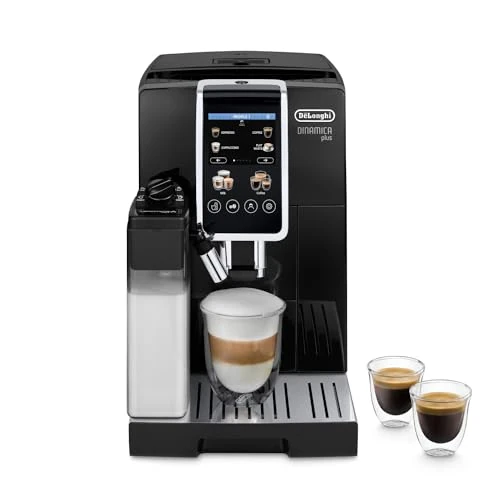 De'Longhi Dinamica Plus ECAM382.70.B, Automatic Whole Beans Coffee Maker, Cappuccino Machine with LatteCream Technology, Espresso Machine with 18 Recipes, TFT Screen 3.5", 1450W, Black
