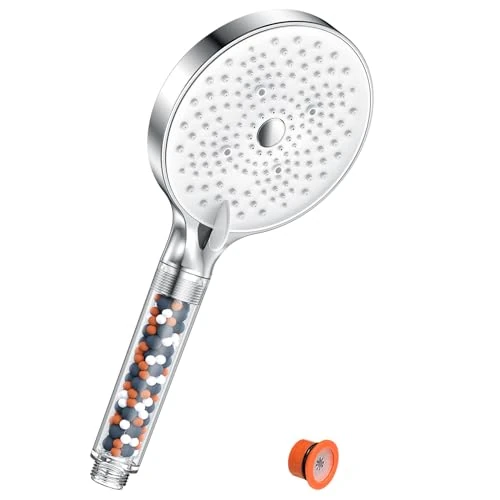 Zeitlich begrenztes Angebot: YEAUPE PRO Duschkopf, wassersparend, Antikalk, groß (130 mm Durchmesser), Hochdruck mit 6 Strahlarten, Weiß / Chrom von 12.32 € auf 12.32 € (0.00% Rabatt)