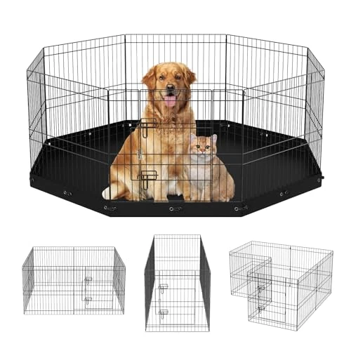 Offerta a tempo: VEVOR Box per Cani Recinto per Cuccioli Coniglio Gatti Taglia Piccola e Media 8 Pannelli Pieghevoli Metallici 609,6x609,6 mm Uso Esterno Interno, Recinto di Gioco per Animali Domestici con Tappetino - 0.00% da 37.75 € a 37.75 €