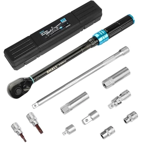 Offre limitée : SHALL Jeu de 11 clés dynamométriques 3/8", (5-60 Nm), 72 dents réglables dans les deux sens, adaptées à l'entretien des voitures et des motos, avec rallonge et boîte de rangement de 41.99 € à 41.99 € (0.00% de remise)
