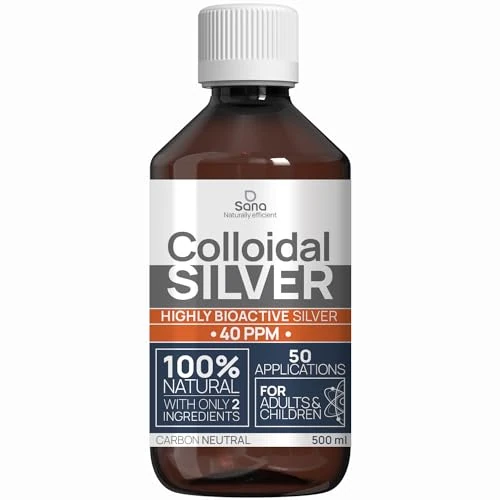 Argent Colloïdal 40 PPM 500 ml - Supérieur au 15ppm & 20ppm - Oligo élément disponible - Liquide 100% Naturel -