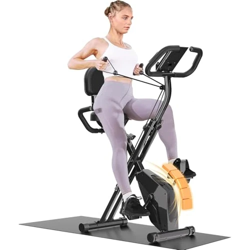 Offerta a tempo: Dskeuzeew Cyclette Pieghevole da Casa 4 in 1, Bicicletta magnetica pieghevole, Cyclette 8 livelli di resistenza, monitor LCD e sensore di frequenza cardiaca - 7% da 135.99 € a 125.98 €