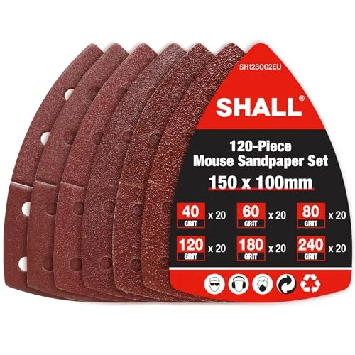 Limited-time offer: SHALL 120-Piece Sanding Sheets Mouse Sanding Pads, Assorted Grits, 40, 60, 80, 120, 180,240 Mixed Grits Included, Suitable for Sander from 15.89 £ to 15.89 £ (save 0.00%)